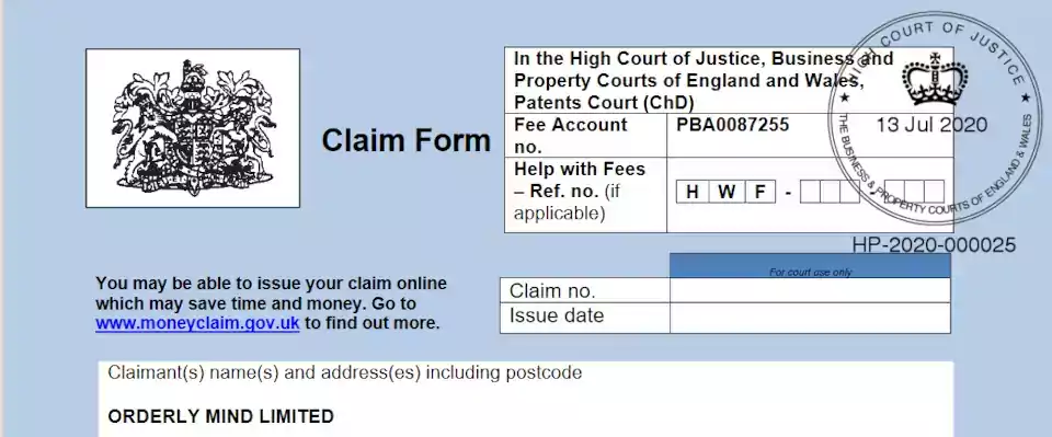 High Court Claim Form